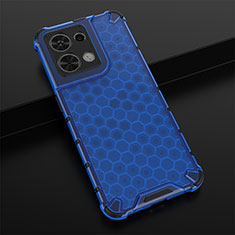 Silicone Transparent Frame Case Cover 360 Degrees AM2 for Oppo Reno8 5G Blue