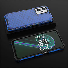 Silicone Transparent Frame Case Cover 360 Degrees AM2 for Realme 9 5G Blue