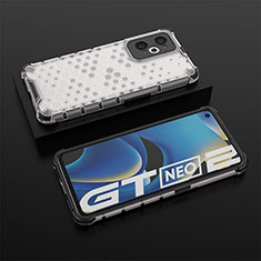 Silicone Transparent Frame Case Cover 360 Degrees AM2 for Realme GT Neo 3T 5G White