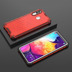 Silicone Transparent Frame Case Cover 360 Degrees AM2 for Samsung Galaxy A20 Red