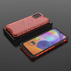 Silicone Transparent Frame Case Cover 360 Degrees AM2 for Samsung Galaxy A31 Red