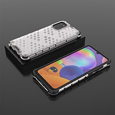 Silicone Transparent Frame Case Cover 360 Degrees AM2 for Samsung Galaxy A31 White