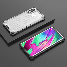 Silicone Transparent Frame Case Cover 360 Degrees AM2 for Samsung Galaxy A40 White