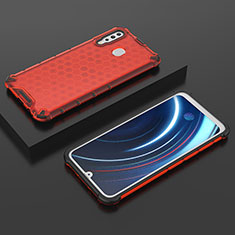 Silicone Transparent Frame Case Cover 360 Degrees AM2 for Samsung Galaxy A40s Red