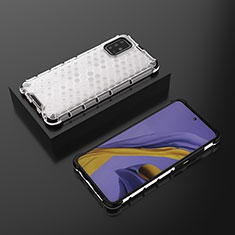 Silicone Transparent Frame Case Cover 360 Degrees AM2 for Samsung Galaxy A51 4G White