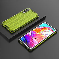 Silicone Transparent Frame Case Cover 360 Degrees AM2 for Samsung Galaxy A70 Green