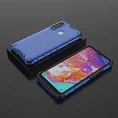 Silicone Transparent Frame Case Cover 360 Degrees AM2 for Samsung Galaxy A70E Blue