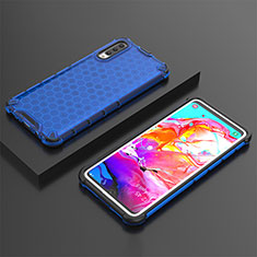 Silicone Transparent Frame Case Cover 360 Degrees AM2 for Samsung Galaxy A70S Blue