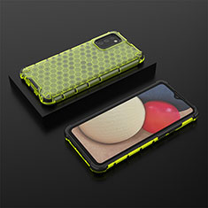 Silicone Transparent Frame Case Cover 360 Degrees AM2 for Samsung Galaxy F02S SM-E025F Green