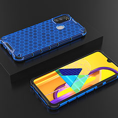 Silicone Transparent Frame Case Cover 360 Degrees AM2 for Samsung Galaxy M21 Blue