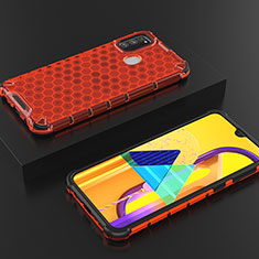 Silicone Transparent Frame Case Cover 360 Degrees AM2 for Samsung Galaxy M21 Red
