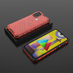 Silicone Transparent Frame Case Cover 360 Degrees AM2 for Samsung Galaxy M31 Prime Edition Red