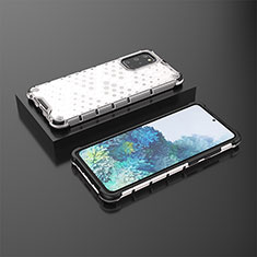 Silicone Transparent Frame Case Cover 360 Degrees AM2 for Samsung Galaxy S20 Plus 5G White
