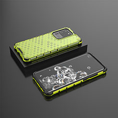 Silicone Transparent Frame Case Cover 360 Degrees AM2 for Samsung Galaxy S20 Ultra 5G Green