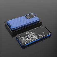 Silicone Transparent Frame Case Cover 360 Degrees AM2 for Samsung Galaxy S20 Ultra Blue