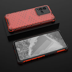 Silicone Transparent Frame Case Cover 360 Degrees AM2 for Vivo iQOO 10 5G Red