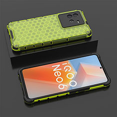 Silicone Transparent Frame Case Cover 360 Degrees AM2 for Vivo iQOO Neo6 5G Green