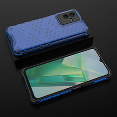 Silicone Transparent Frame Case Cover 360 Degrees AM2 for Vivo iQOO Z6x Blue
