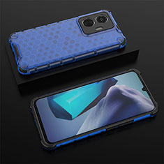 Silicone Transparent Frame Case Cover 360 Degrees AM2 for Vivo T1 4G Blue