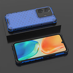 Silicone Transparent Frame Case Cover 360 Degrees AM2 for Vivo T1 5G Blue