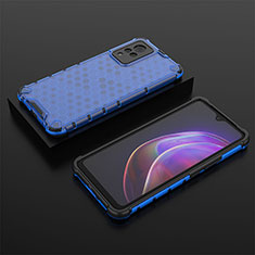 Silicone Transparent Frame Case Cover 360 Degrees AM2 for Vivo V21 5G Blue
