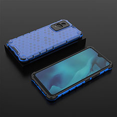 Silicone Transparent Frame Case Cover 360 Degrees AM2 for Vivo V21e 4G Blue