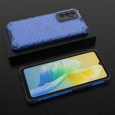 Silicone Transparent Frame Case Cover 360 Degrees AM2 for Vivo V23e 5G Blue