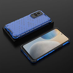 Silicone Transparent Frame Case Cover 360 Degrees AM2 for Vivo X60 Pro 5G Blue