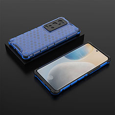 Silicone Transparent Frame Case Cover 360 Degrees AM2 for Vivo X60 Pro+ Plus 5G Blue