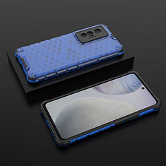 Silicone Transparent Frame Case Cover 360 Degrees AM2 for Vivo X70 5G Blue