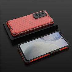 Silicone Transparent Frame Case Cover 360 Degrees AM2 for Vivo X70 5G Red