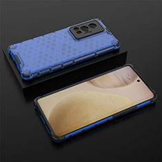 Silicone Transparent Frame Case Cover 360 Degrees AM2 for Vivo X70 Pro 5G Blue