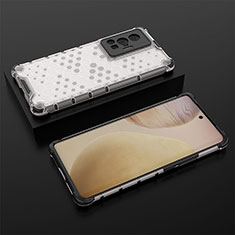 Silicone Transparent Frame Case Cover 360 Degrees AM2 for Vivo X70 Pro 5G White