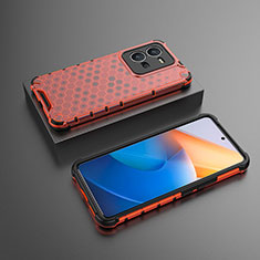 Silicone Transparent Frame Case Cover 360 Degrees AM2 for Vivo X80 Lite 5G Red