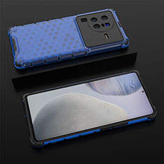 Silicone Transparent Frame Case Cover 360 Degrees AM2 for Vivo X80 Pro 5G Blue