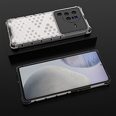 Silicone Transparent Frame Case Cover 360 Degrees AM2 for Vivo X80 Pro 5G White