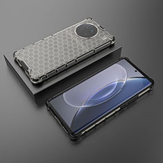 Silicone Transparent Frame Case Cover 360 Degrees AM2 for Vivo X90 5G Black
