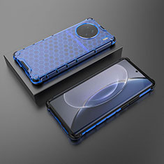 Silicone Transparent Frame Case Cover 360 Degrees AM2 for Vivo X90 5G Blue