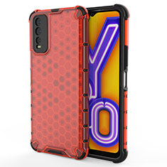 Silicone Transparent Frame Case Cover 360 Degrees AM2 for Vivo Y11s Red