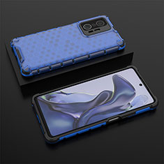 Silicone Transparent Frame Case Cover 360 Degrees AM2 for Xiaomi Mi 11T Pro 5G Blue