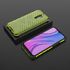 Silicone Transparent Frame Case Cover 360 Degrees AM2 for Xiaomi Redmi 9 Green