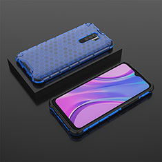 Silicone Transparent Frame Case Cover 360 Degrees AM2 for Xiaomi Redmi 9 Prime India Blue