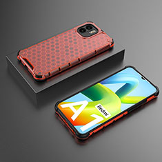 Silicone Transparent Frame Case Cover 360 Degrees AM2 for Xiaomi Redmi A2 Red