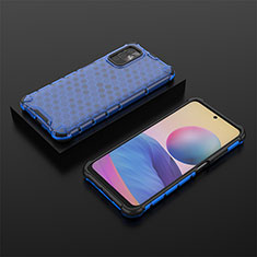 Silicone Transparent Frame Case Cover 360 Degrees AM2 for Xiaomi Redmi Note 10T 5G Blue