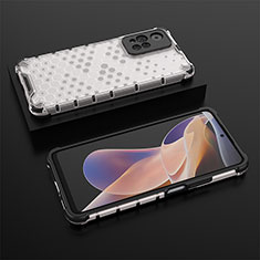 Silicone Transparent Frame Case Cover 360 Degrees AM2 for Xiaomi Redmi Note 11 Pro+ Plus 5G White