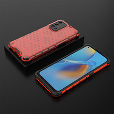 Silicone Transparent Frame Case Cover 360 Degrees AM3 for Oppo A95 4G Red
