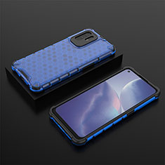 Silicone Transparent Frame Case Cover 360 Degrees AM3 for Oppo F19 Pro+ Plus 5G Blue