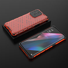 Silicone Transparent Frame Case Cover 360 Degrees AM3 for Oppo Find X3 5G Red