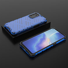 Silicone Transparent Frame Case Cover 360 Degrees AM3 for Oppo Reno6 5G Blue