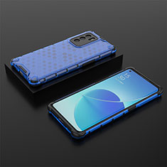 Silicone Transparent Frame Case Cover 360 Degrees AM3 for Oppo Reno6 Pro 5G India Blue